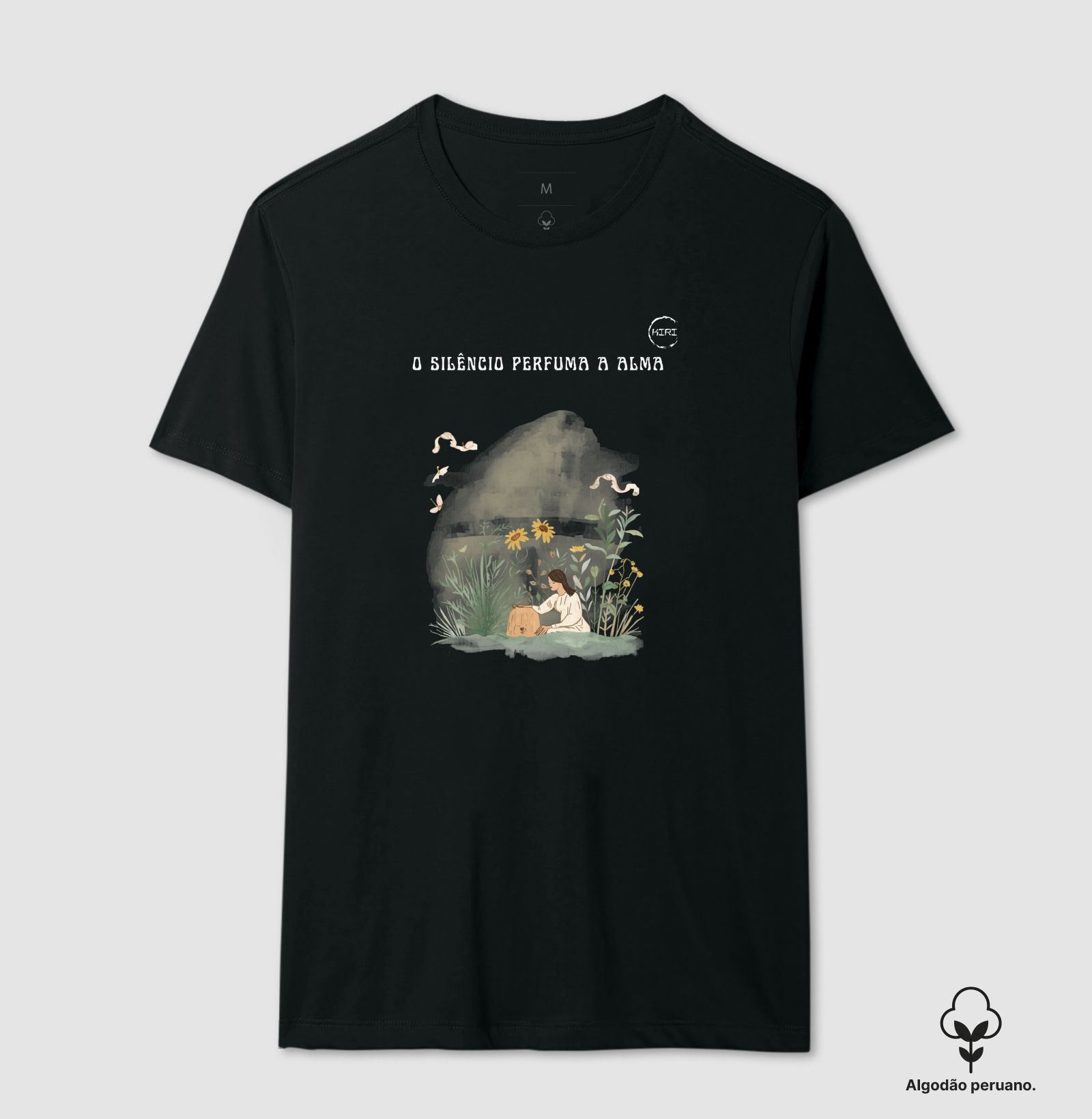 Camiseta Premium KIRI - O silêncio perfuma a alma