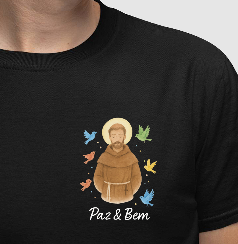 São Francisco Paz e Bem Pássaros Aquarela Minimalista