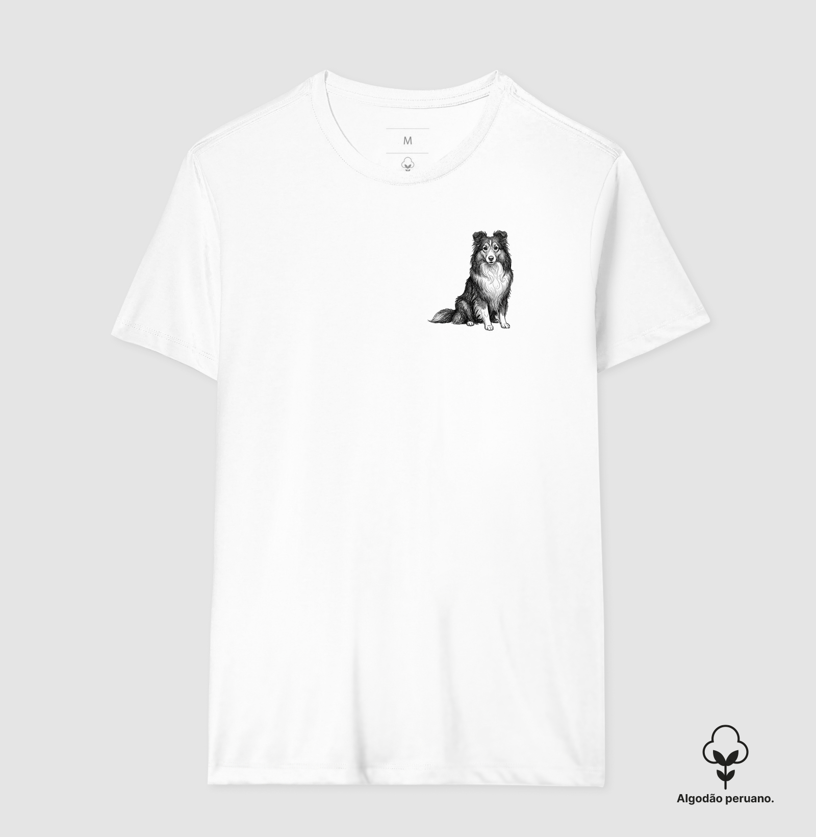 Pastor de Shetland - Desenho - Camiseta Algodão Peruano