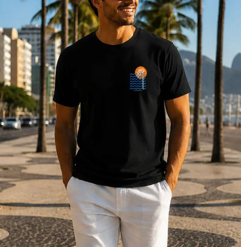 Ondas, coqueiro e sol
