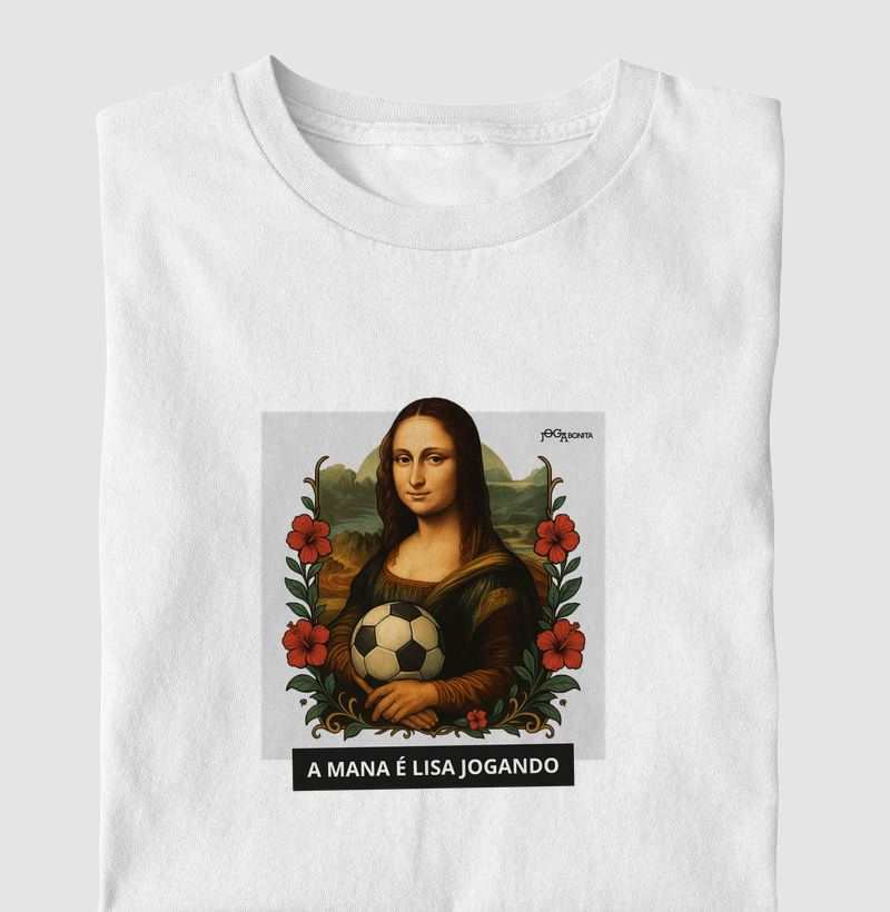 feminina de futebol arte estampa "mona lisa" joga bonita
