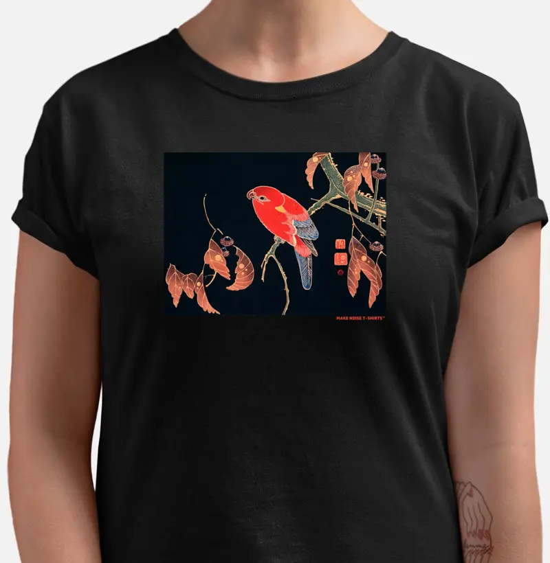 RED PARROT ON THE BRANCH OF A TREE  de Ito Jakuchu.