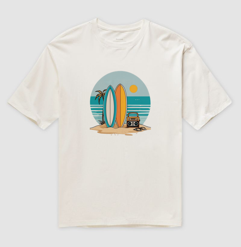 Camiseta Oversized Surf Mixtape — Praia & Som | Posto80