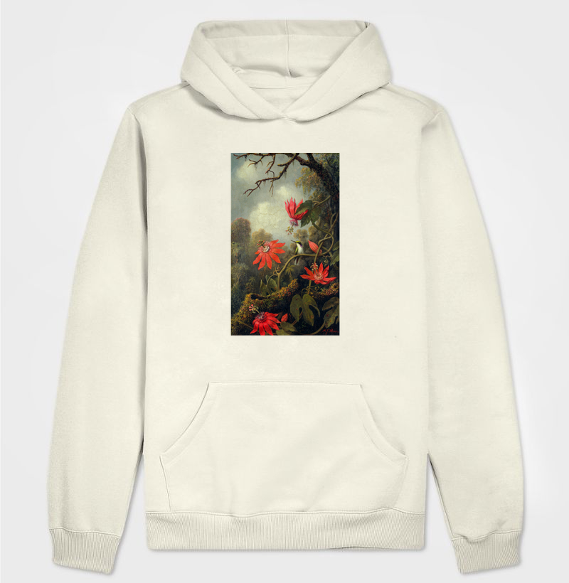 Hummingbird and Passionflowers