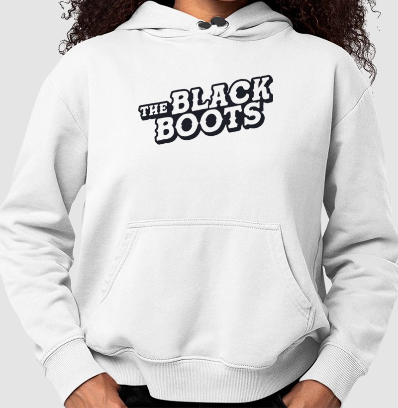 Moleton Branco - The Black Boots (Logo Branco com Sombra)