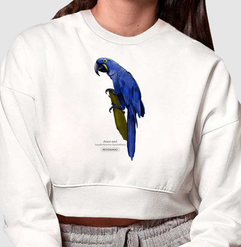 Aves do Brasil - Arara-azul - Moletom Cropped