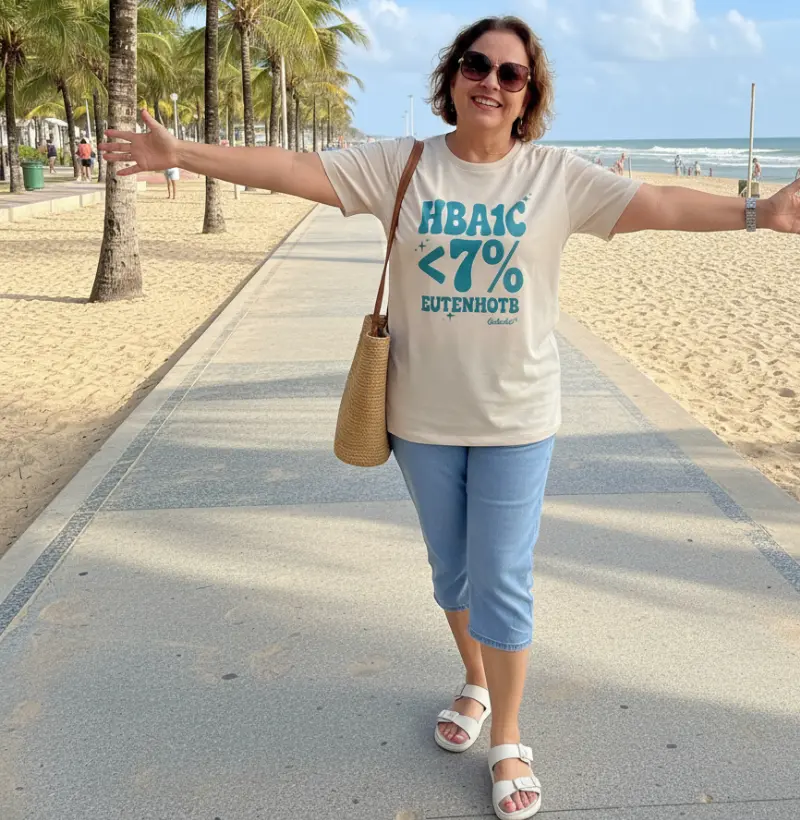 Camiseta Adulto Unissex Oversized "HbA1c < 7%" - Tia Bete Veste