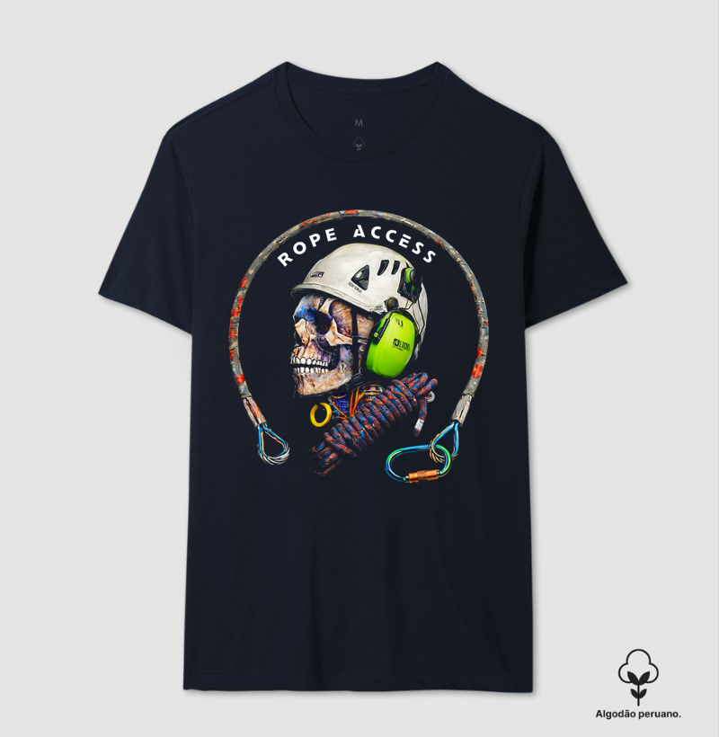 Rope Access Skull Symbol - Camiseta Algodão Peruano