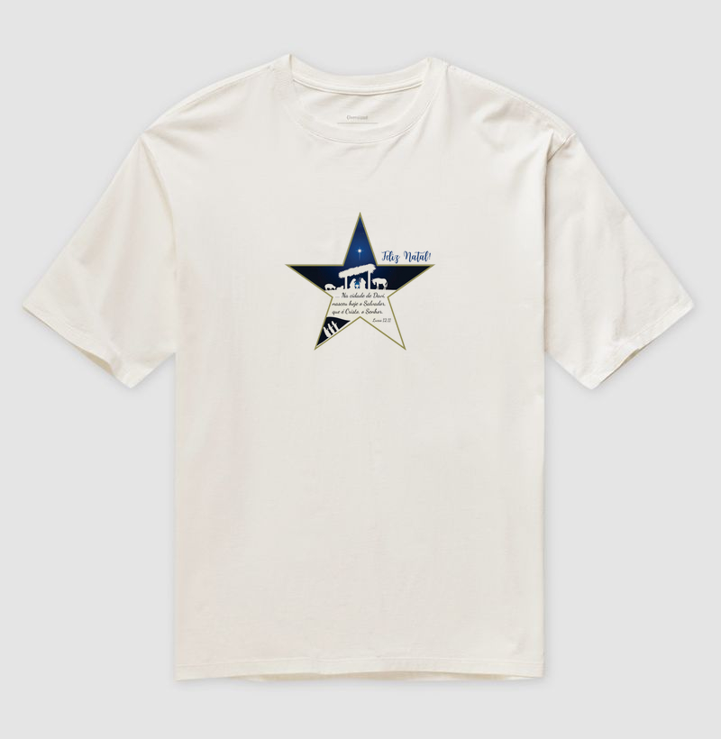 Camiseta Oversize de Natal Estrela de Natal