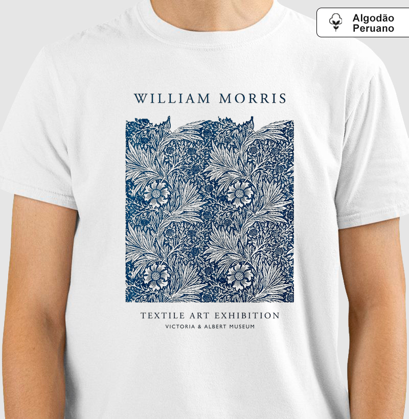 Camiseta William Morris – Padrão Floral e Botânico | Arts and Crafts Algodão Peruano Tanguis 