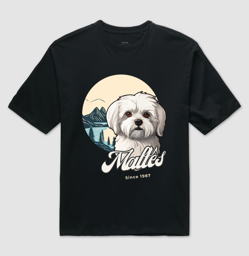 Camiseta Oversized Maltês Busto Dog Pulse