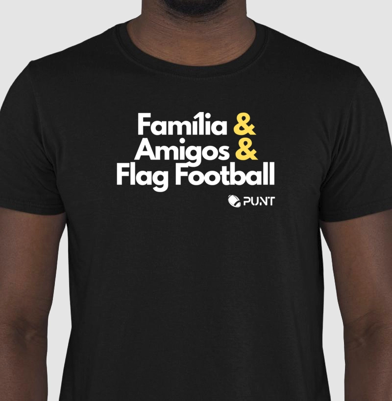 Camiseta adulto "Família, Amigos & Flag Football"