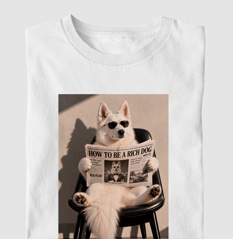 💸 How to Be a Rich Dog – Versão Pastor Canadense Branco 🐾👑