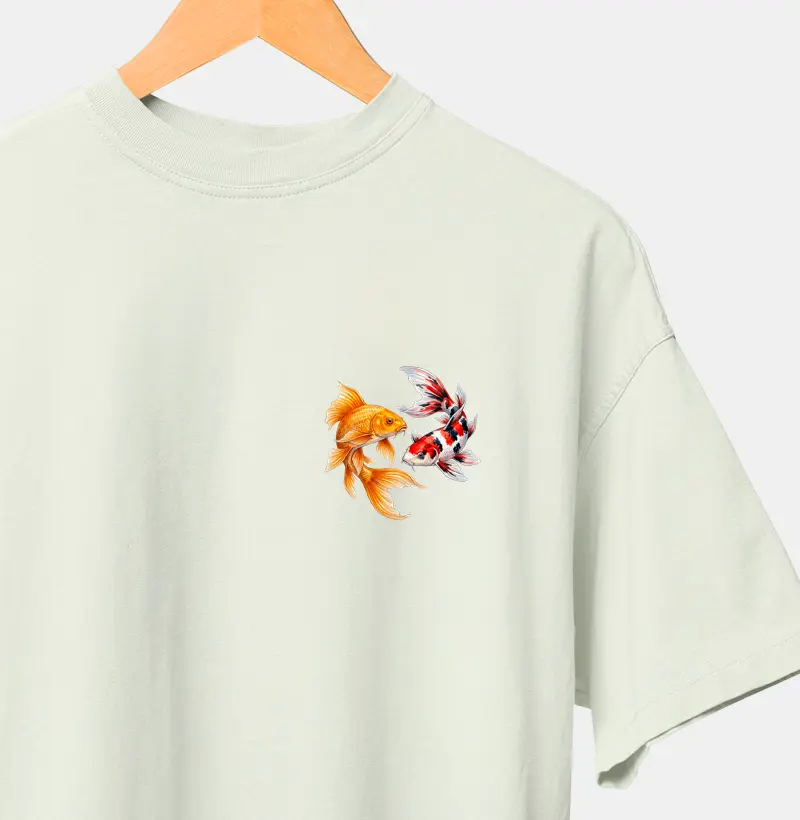 Peixes - Mini - Carpas - Oversized - Camiseta Oversized