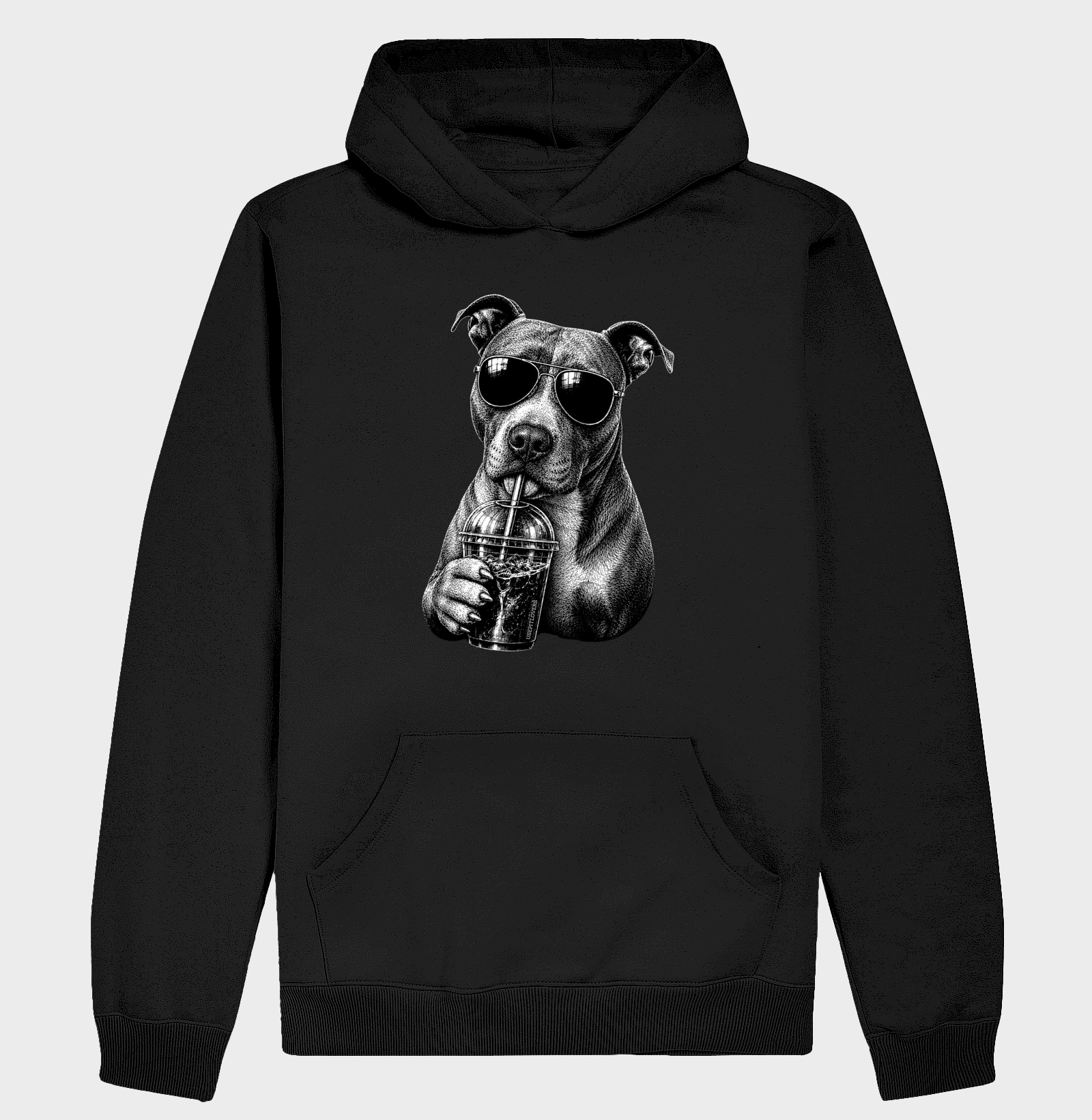PITBULL DE ÓCULOS TOMANDO MILKSHAKE