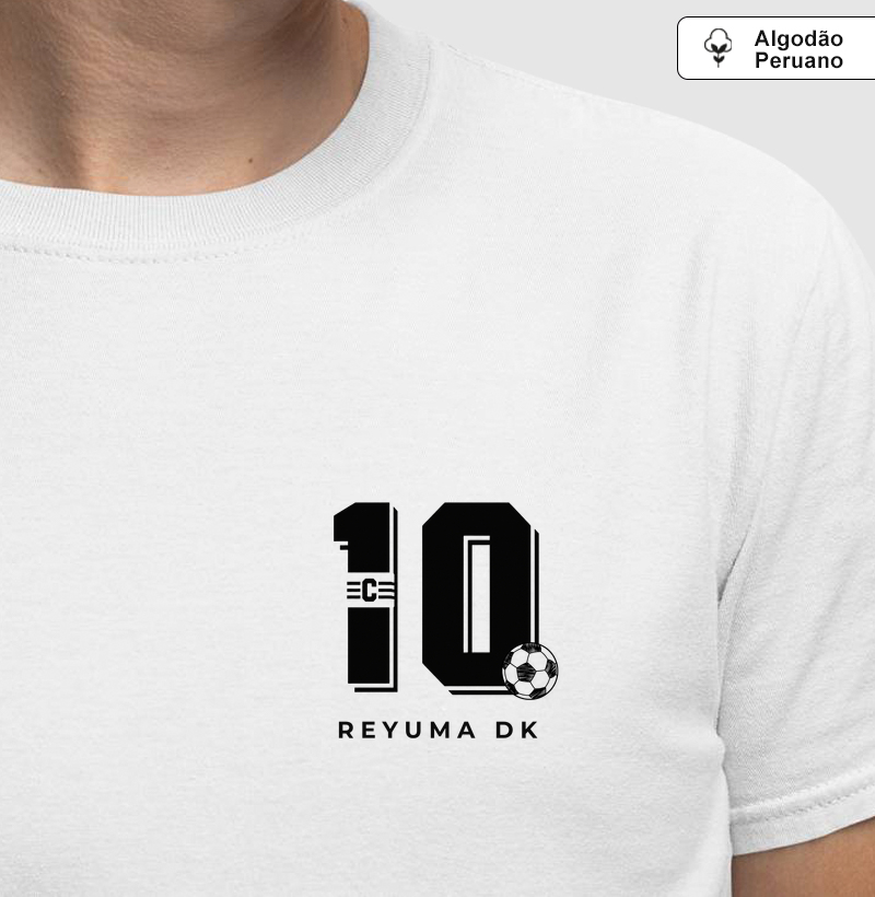 Camiseta Masculina, Feminina, Babylook e Unissex de Algodão Peruano Futebol "Dez e Faixa" - Camiseta Algodão Peruano
