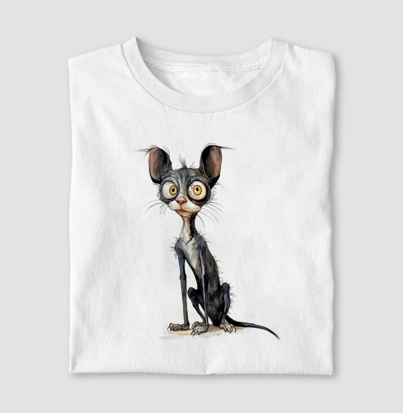 Gato Cornish Rex aquarela