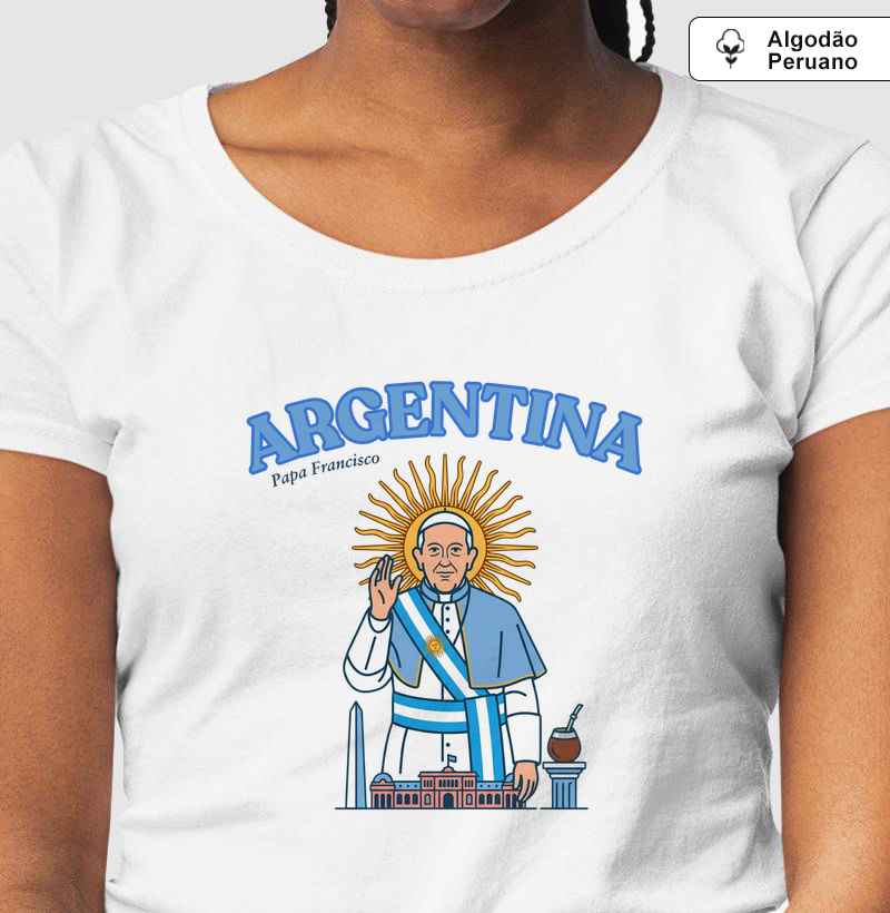Camiseta Algodão Peruano Argentina Papa Francisco