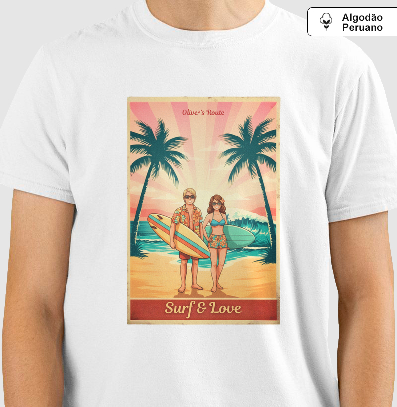 Vintage Summer - Surf & Love - Camiseta Algodão Peruano