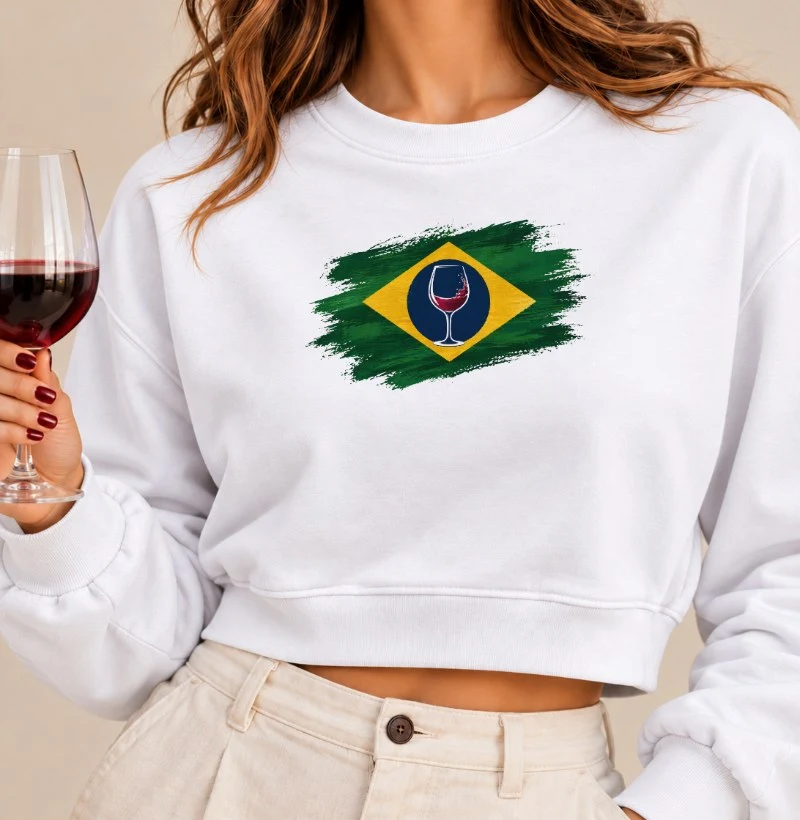 Moletom Cropped Brasil & Vinho - Cropped Moletom