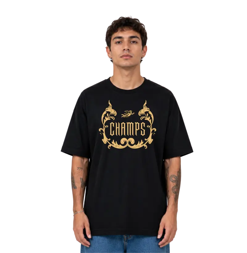 Camiseta Oversized Unissex Preta Golden Champs
