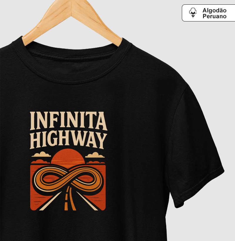 Camiseta Infinita Highway. Coleção Música. Masculina e Feminina. Algodão Peruano. 
