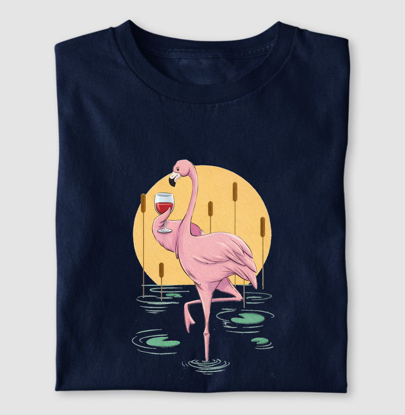 Flamingo e sua taça de vinho