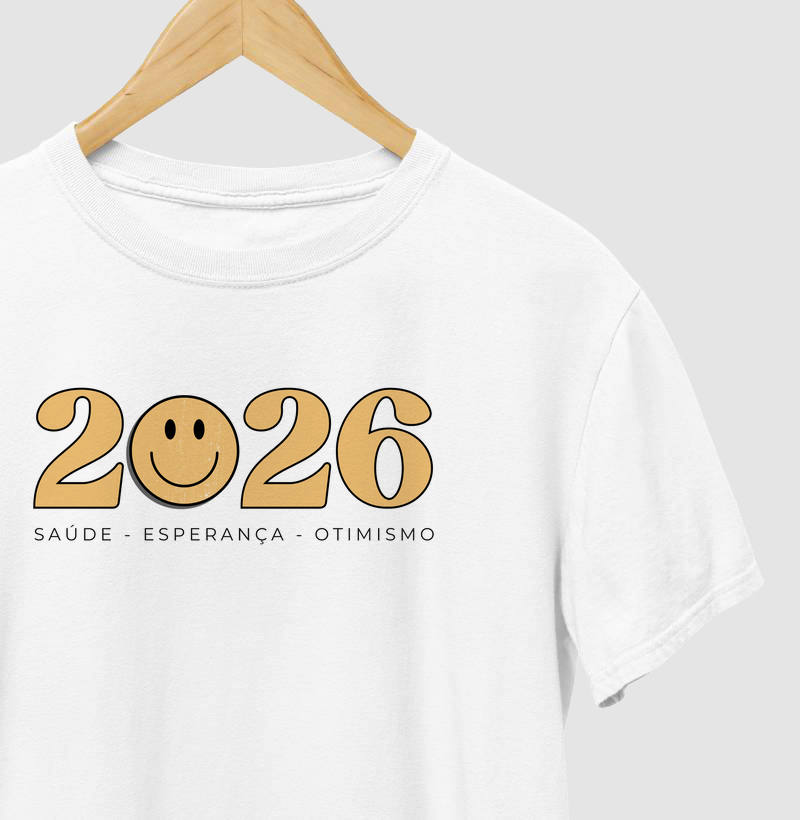 Camiseta 2026 Smiley – Saúde, Esperança e Otimismo