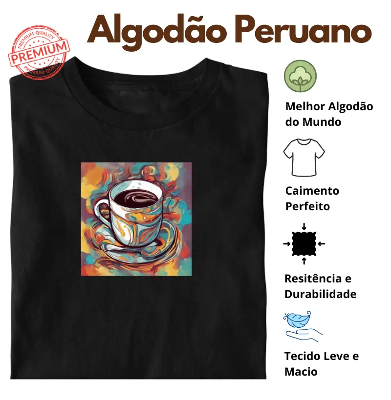 Camiseta Xícara Colorida Algodão Peruano