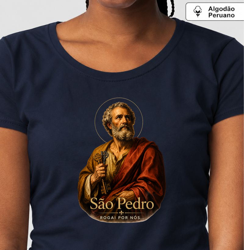 Camiseta Algodão Peruano São Pedro Rogai Por Nós