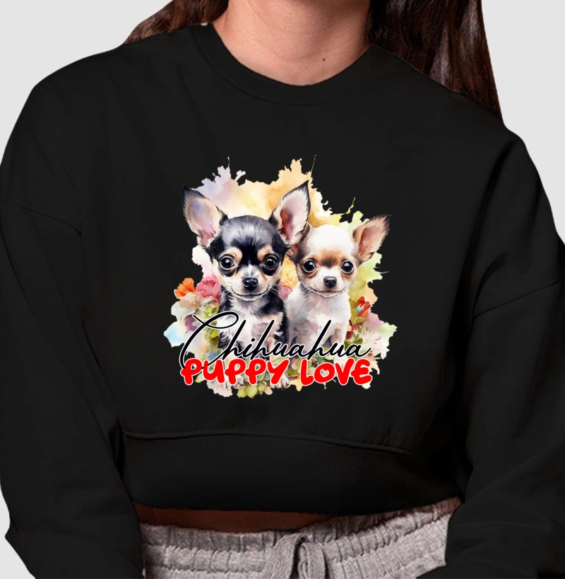 Moletom Cropped Chihuahua Puppy Love