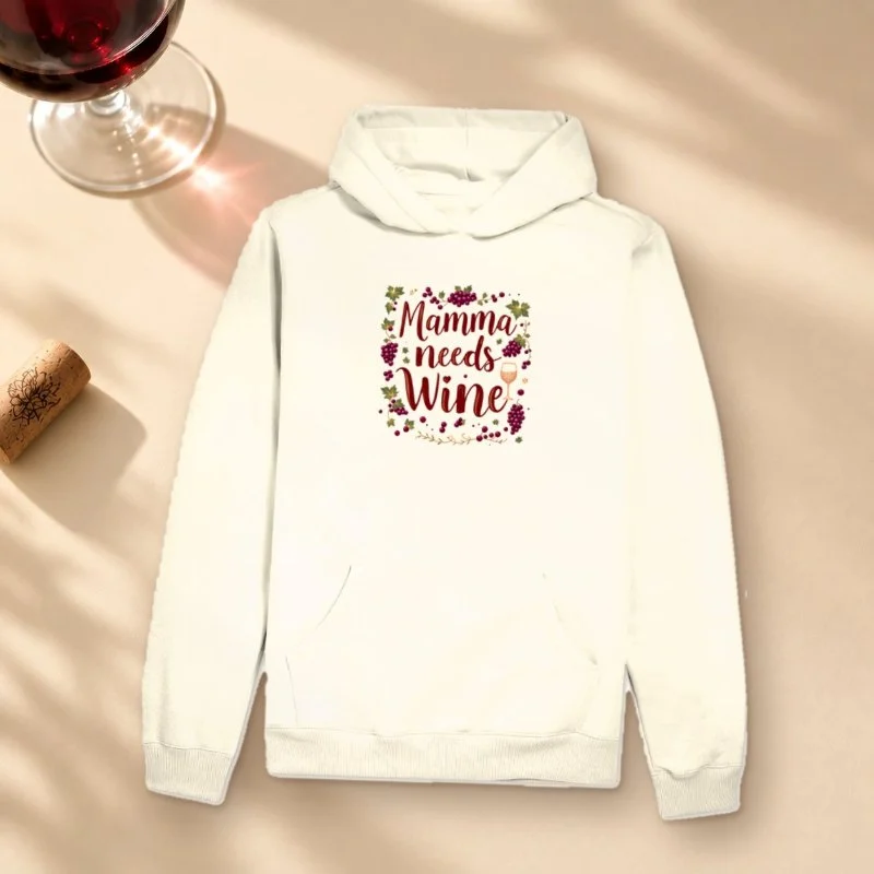 Moletom Mamma Needs Wine - Hoodie Moletom