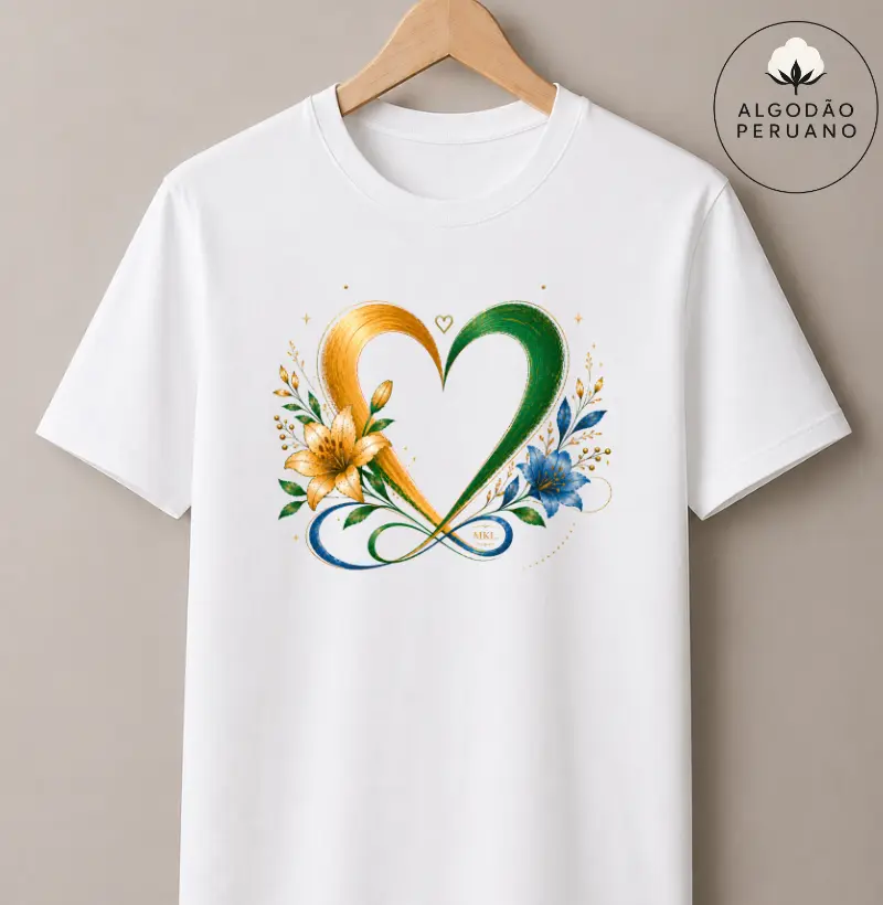 Camiseta Algodão Peruano - Coração em Jogo
