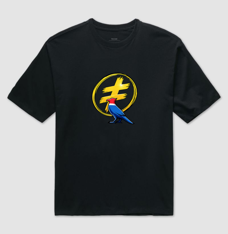 Camiseta com estampa “≠” e pássaro colorido — símbolo de diversidade e liberdade. Um manifesto de orgulho e inclusão para quem acredita na força das diferenças. - Camiseta Oversized