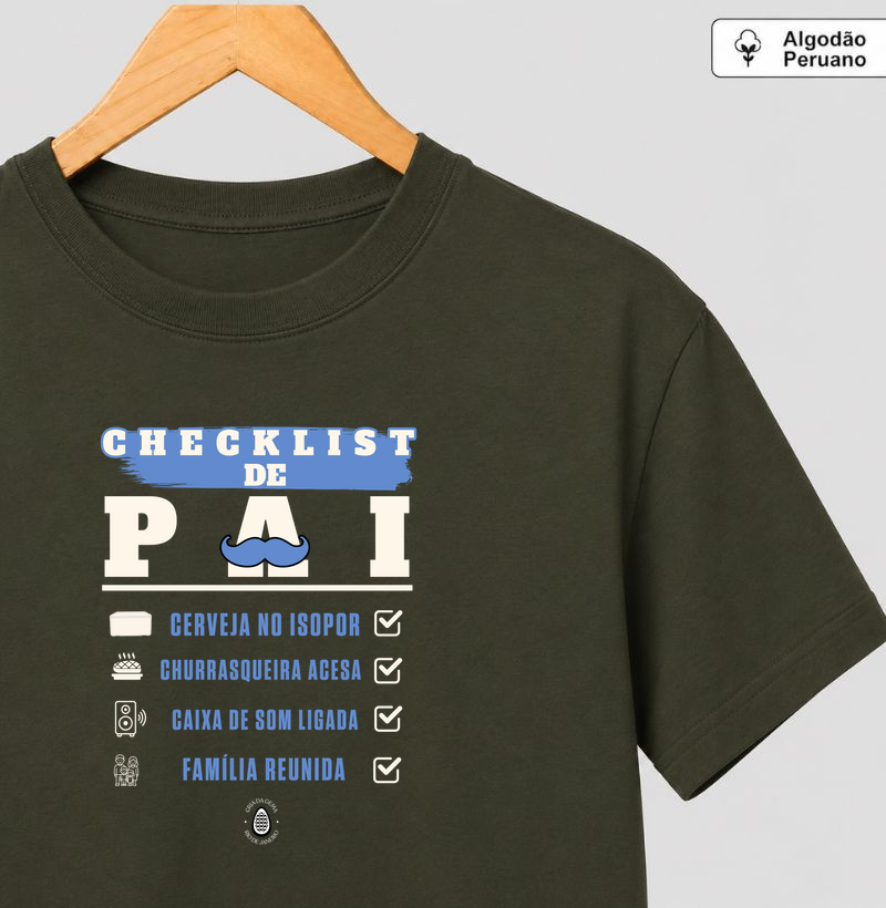 Camiseta Algodão Peruano Checklist de Pai