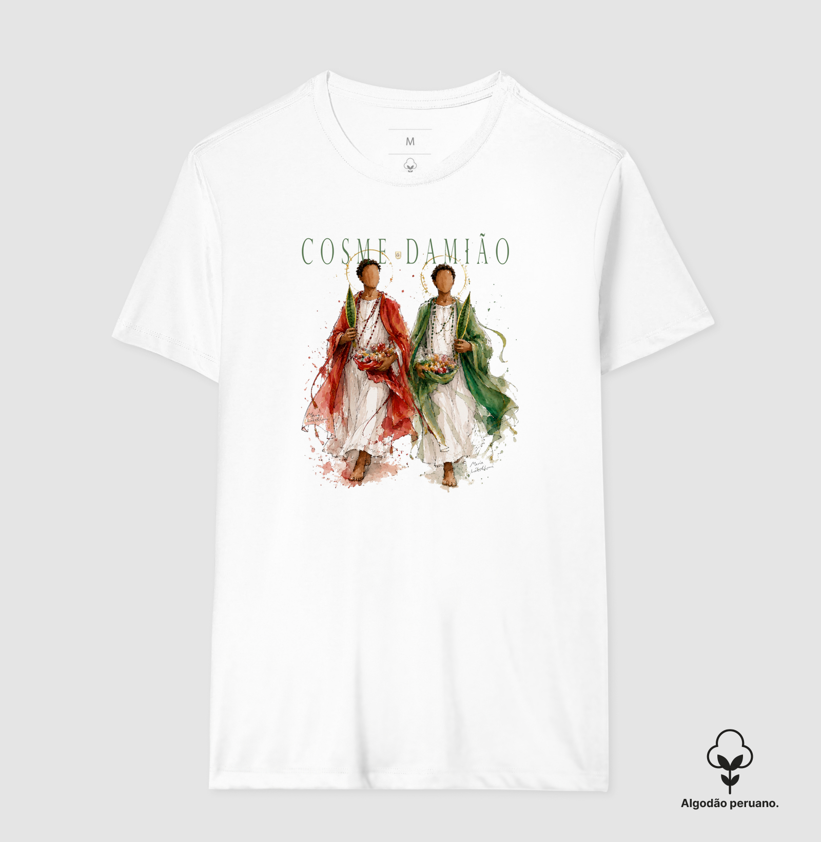 Cosme e Damião Maria Patuá - Camiseta Algodão Peruano
