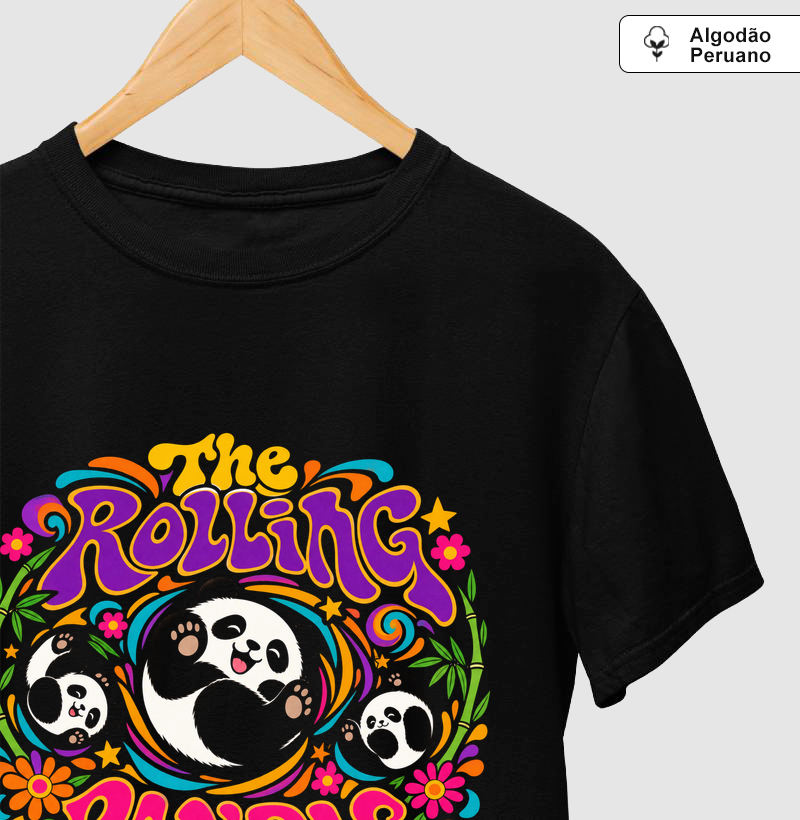 The Rolling Pandas - Camiseta Algodão Peruano