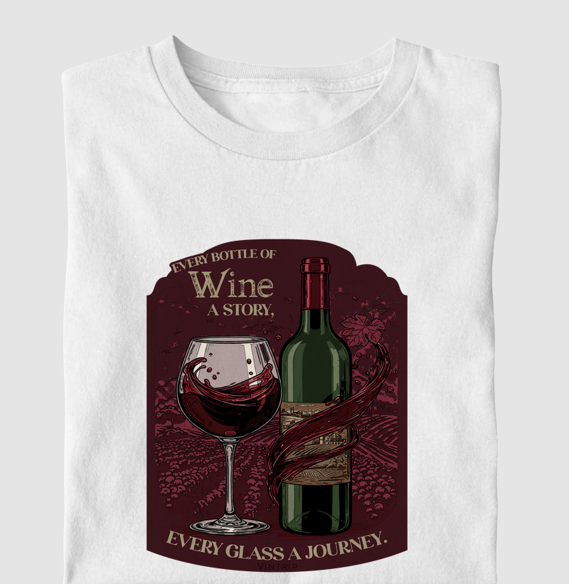 Rótulo: Every bottle of wine a story, every glass a journey. 