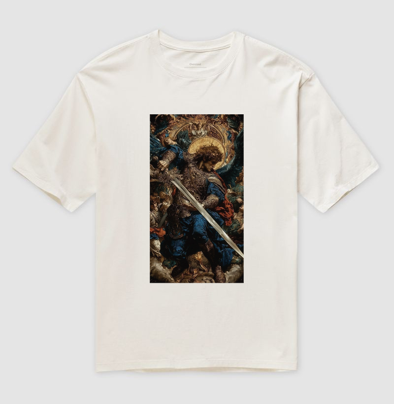 CAMISETA OVERSIZED SÃO MIGUEL ARCANJO - PRÍNCIPE DA MILÍCIA CELESTE