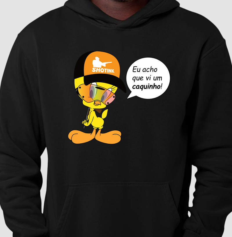 Hoodie Moletom "Eu Acho Que Vi um Caquinho!" - Humor no Tiro Esportivo