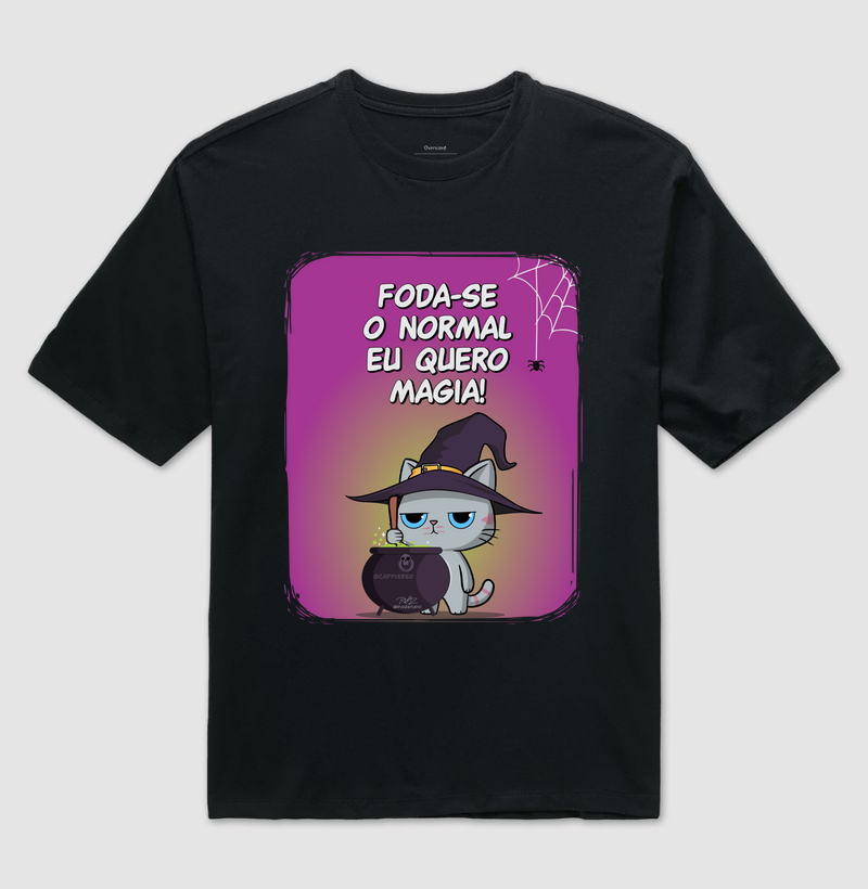 Camiseta Gato Sincero Magia - Camiseta Oversized