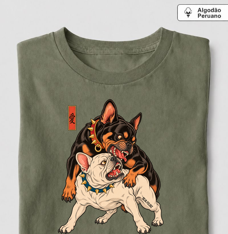 Frenchie Ukiyo-e 愛 🐾🇯🇵 - Camiseta Algodão Peruano
