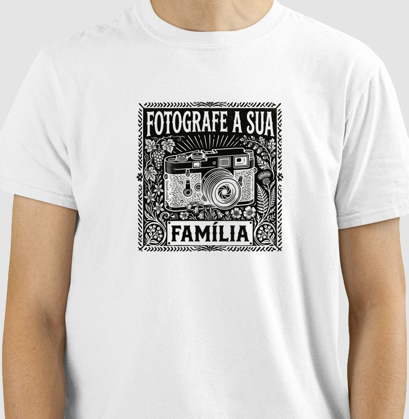 Camiseta Fotografe a sua família - Algodão Premium - ilustração preta