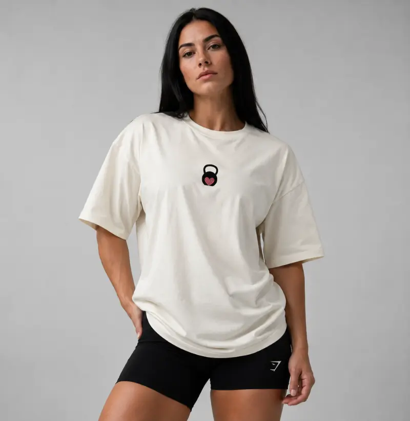 Camiseta Oversized Kettlebell – Amor por Treino | Streetwear Fitness TRN