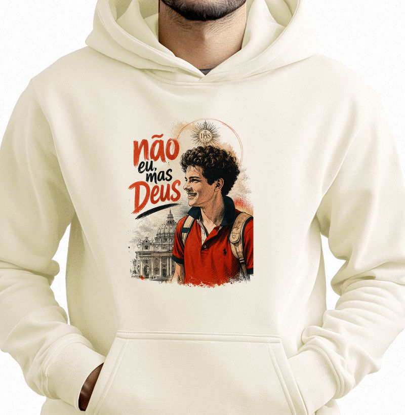Hoodie Moletom Carlo Acutis Não Eu, Mas Deus