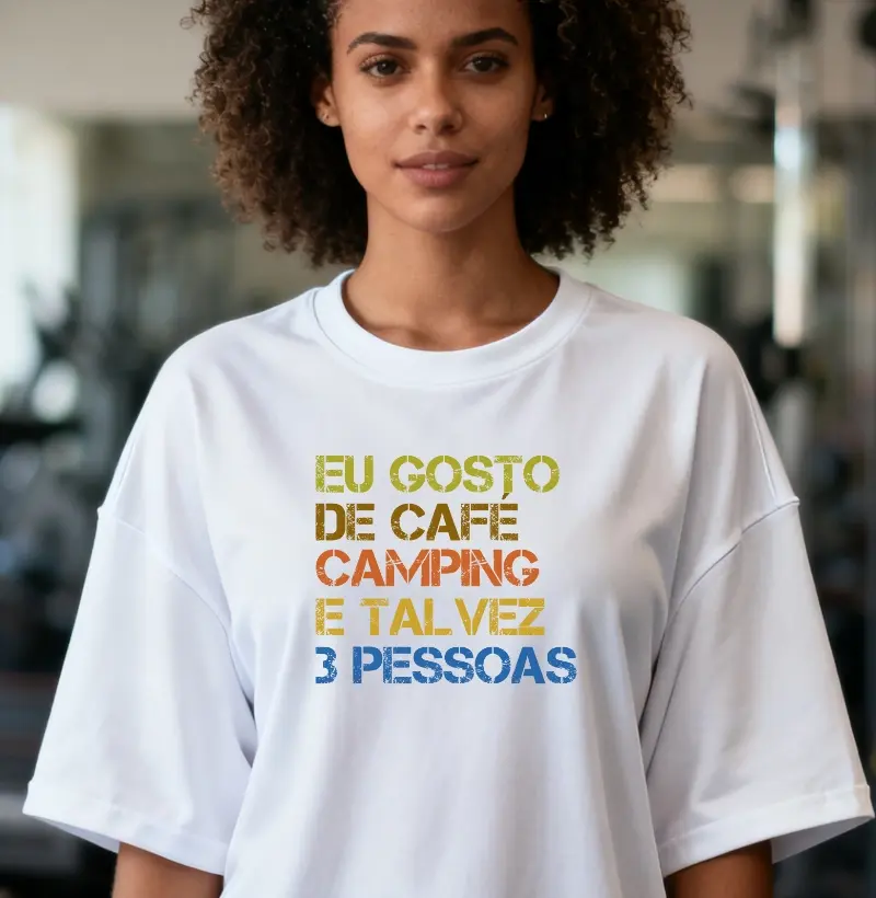 Camiseta Oversized Alma Outdoor | Café, Camping & Pouca Gente