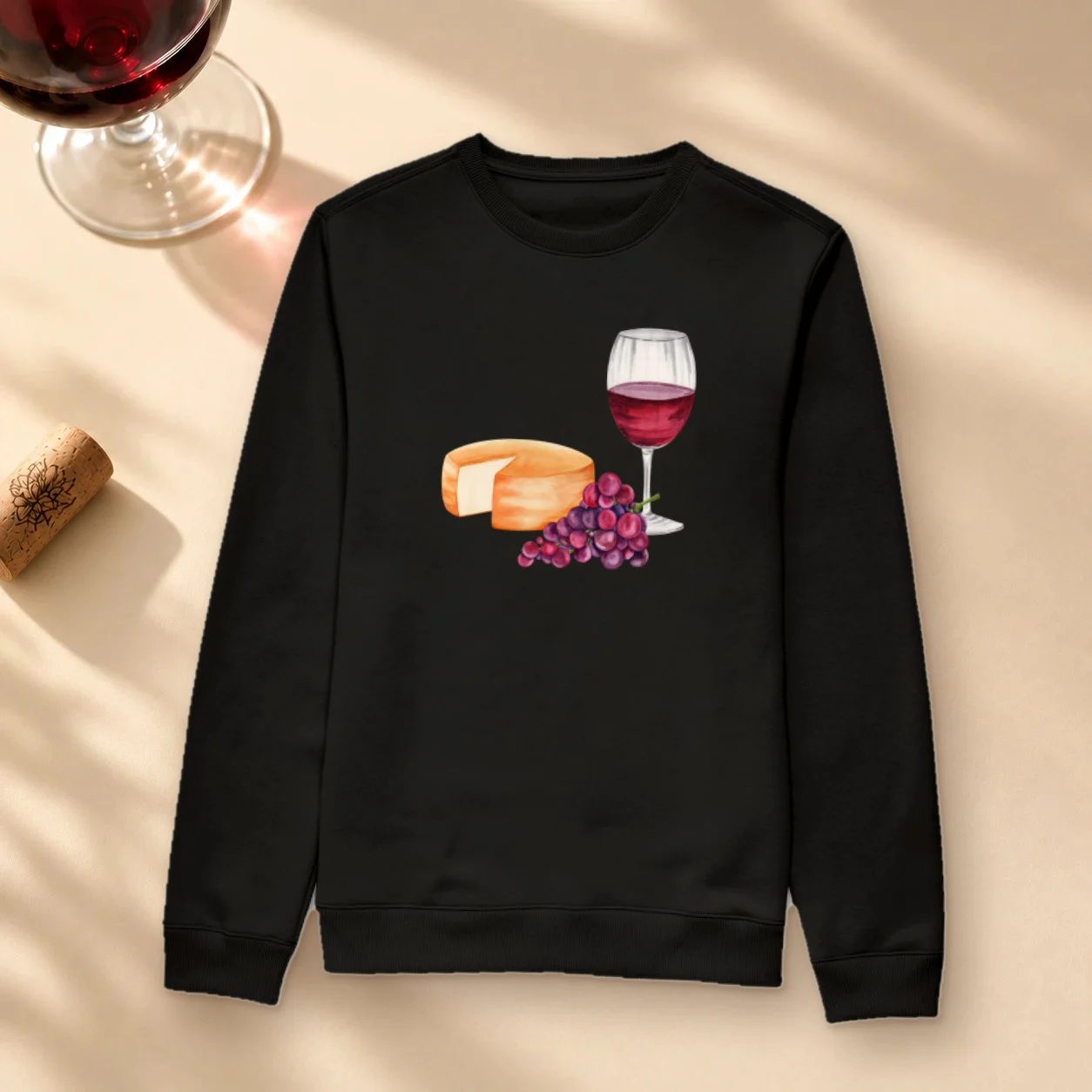 Camiseta Queijo e Vinho - Suéter Moletom