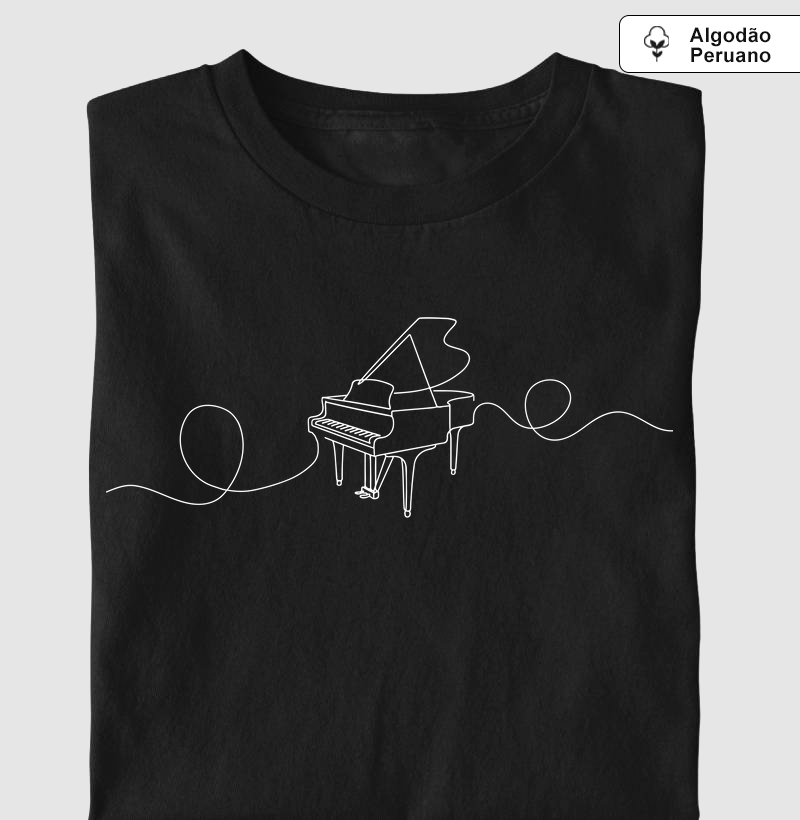 Camiseta Premium Minimalista Piano Linha Contínua