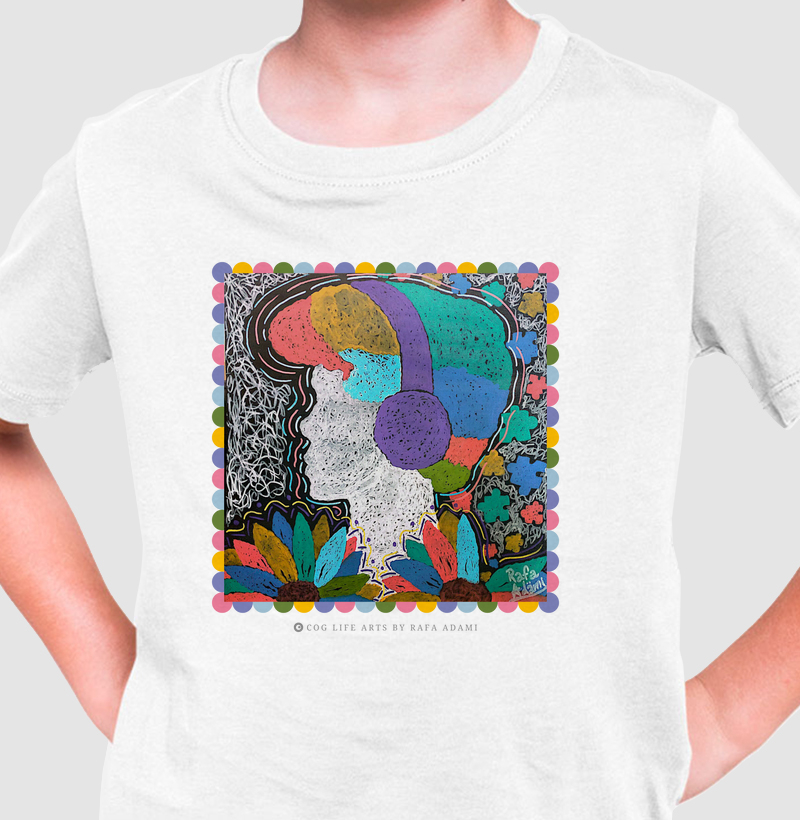 Camiseta Infantil Branca Mundo colorido by Rafa Adami