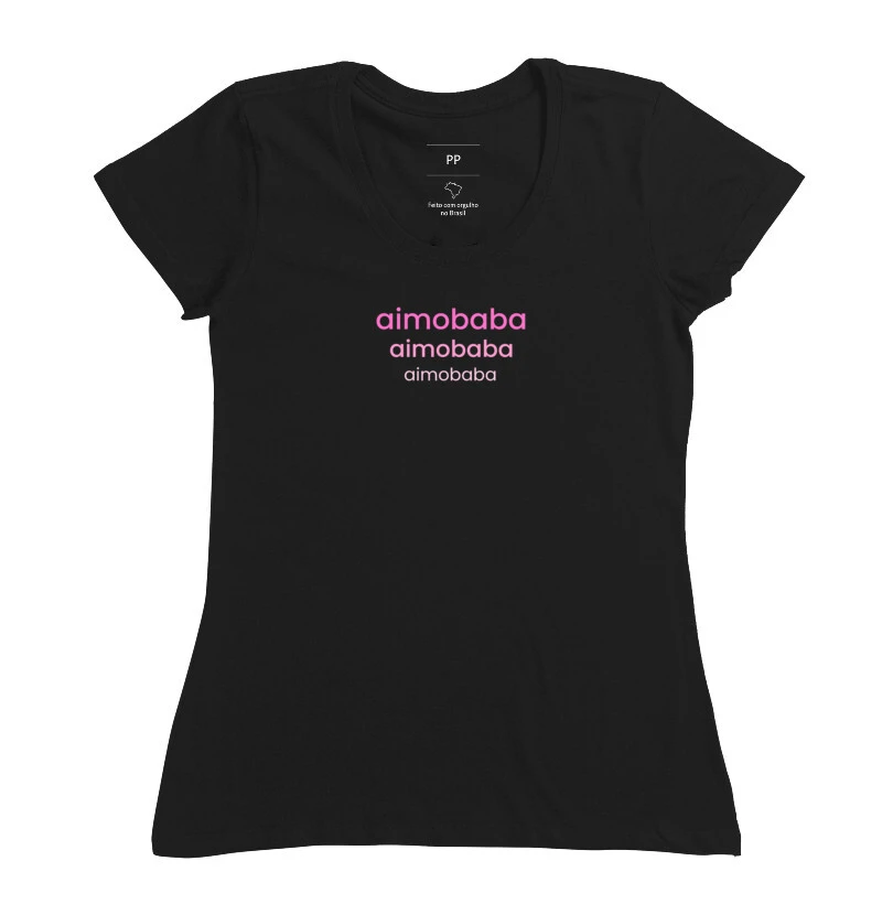 Camiseta Aimobaba 3 feminina preta rosa